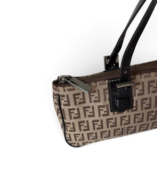 Fendi Zucchino Canvas Shoulder Bag monogram beige