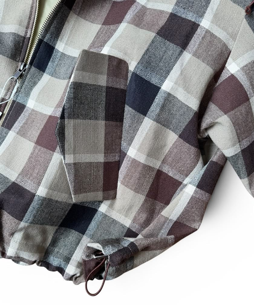 Isonme Hood Checked Adventure Jacket brown