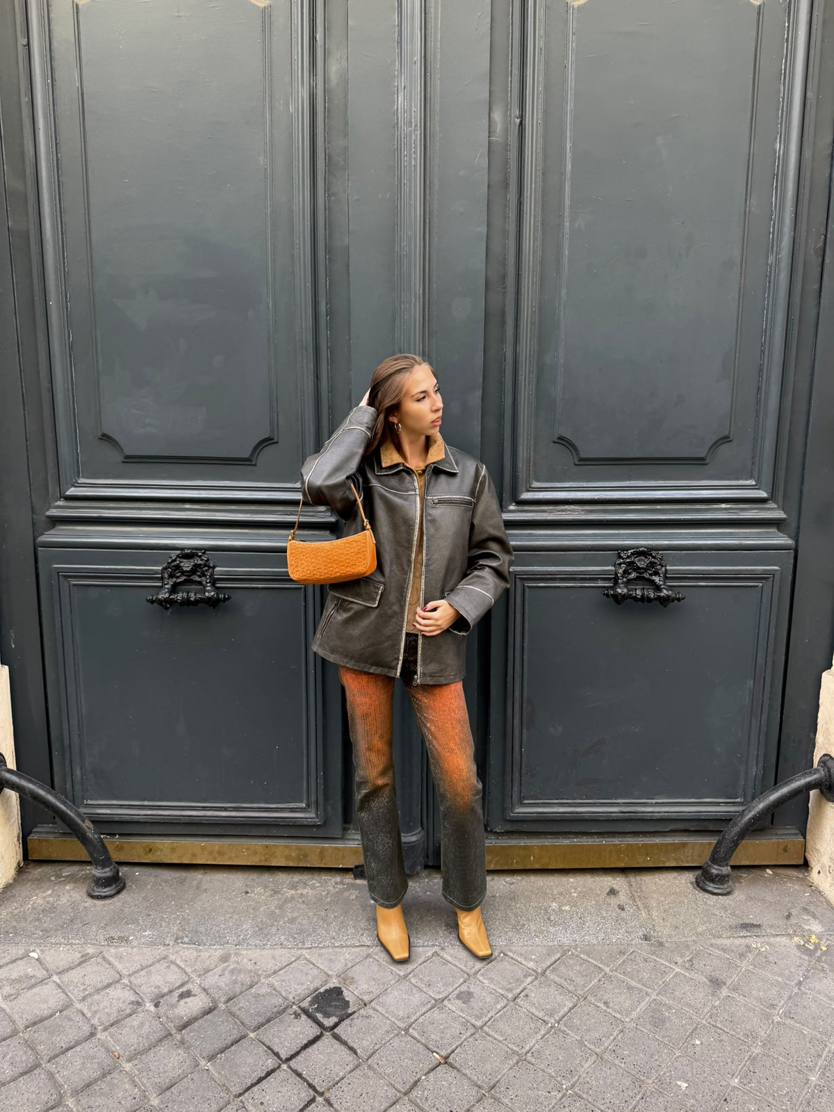 Céline C macadam shoulder bag orange