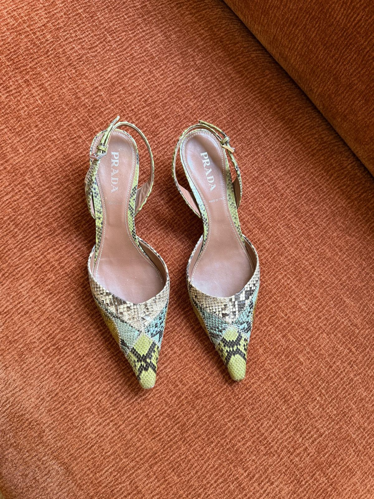 Prada slick back python green