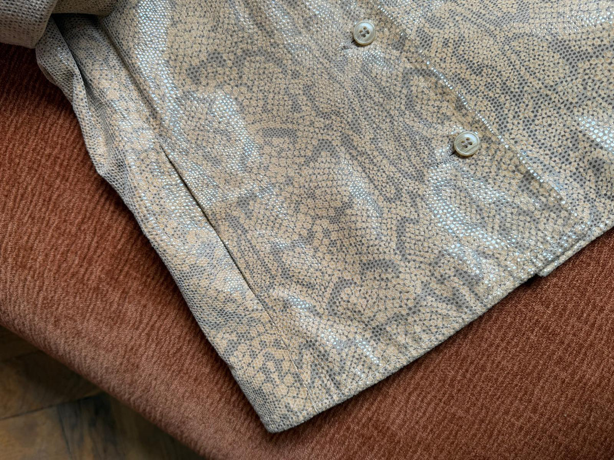 Vintage snake print leather jacket beige