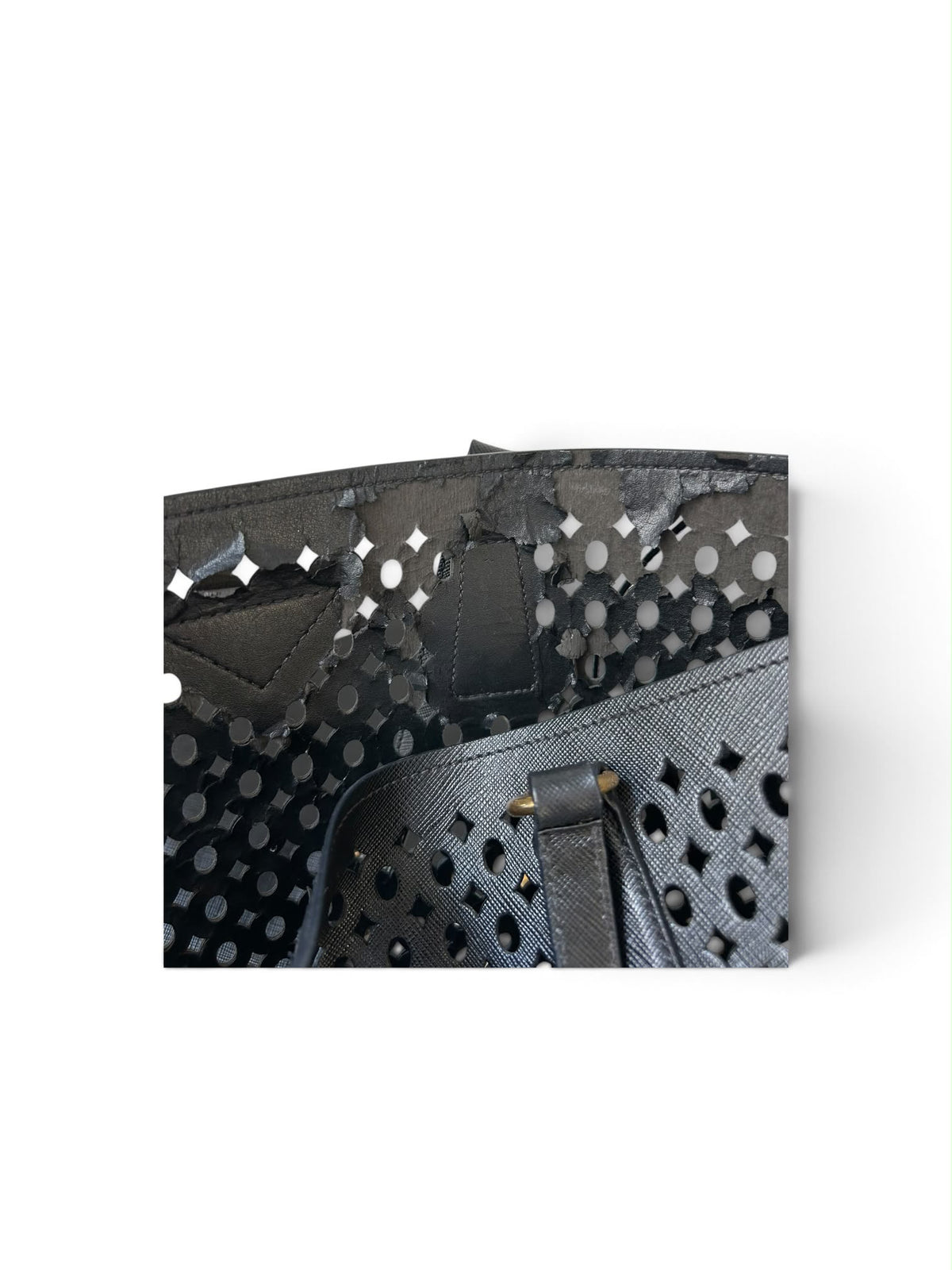 Prada Perforated Leather Tote black