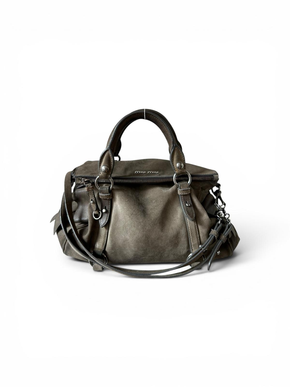 MiuMiu Bow suede grey