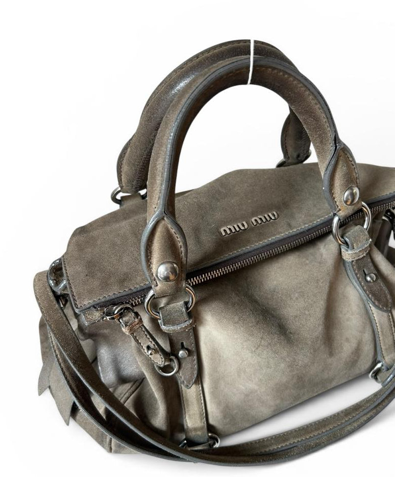 MiuMiu Bow suede grey