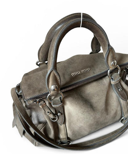 MiuMiu Bow suede grey
