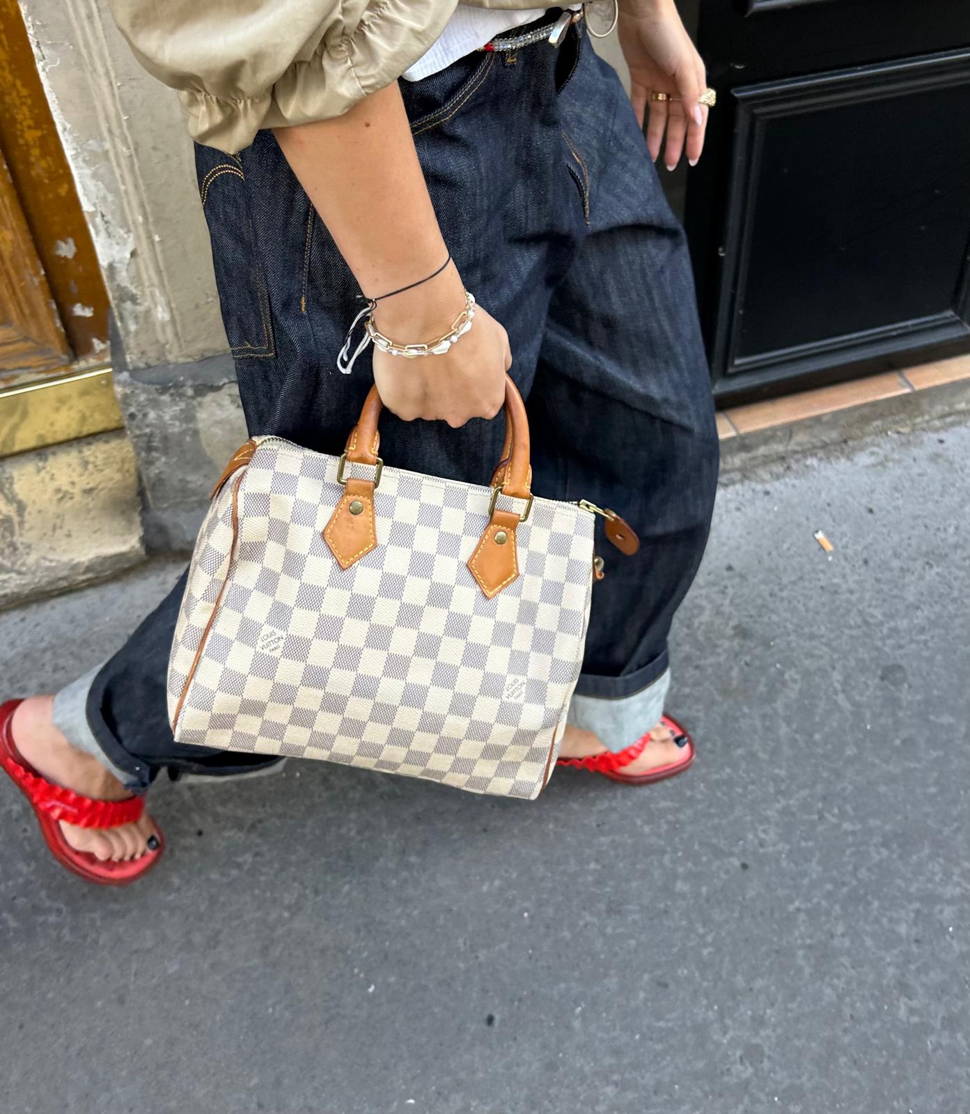 Louis Vuitton Speedy 25 white & grey