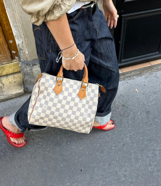 Louis Vuitton Speedy 25 white & grey