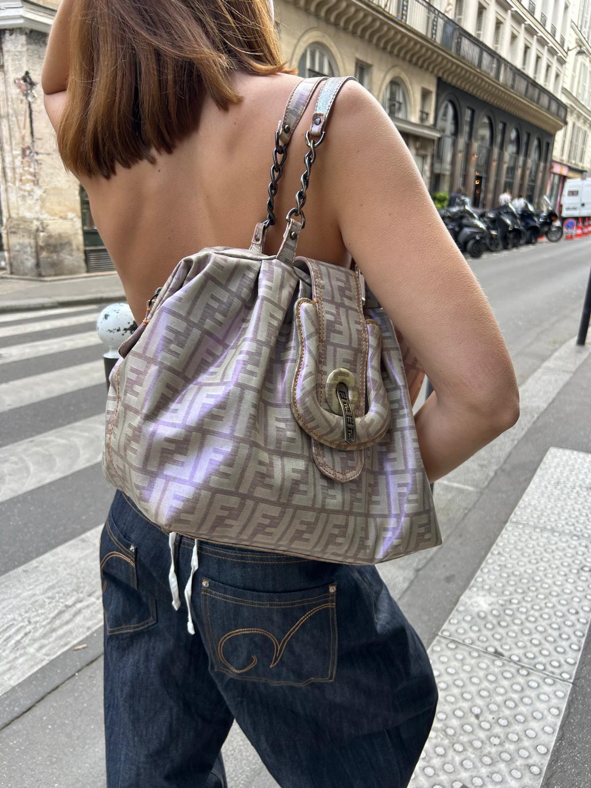 Fendi patent leather purple and white