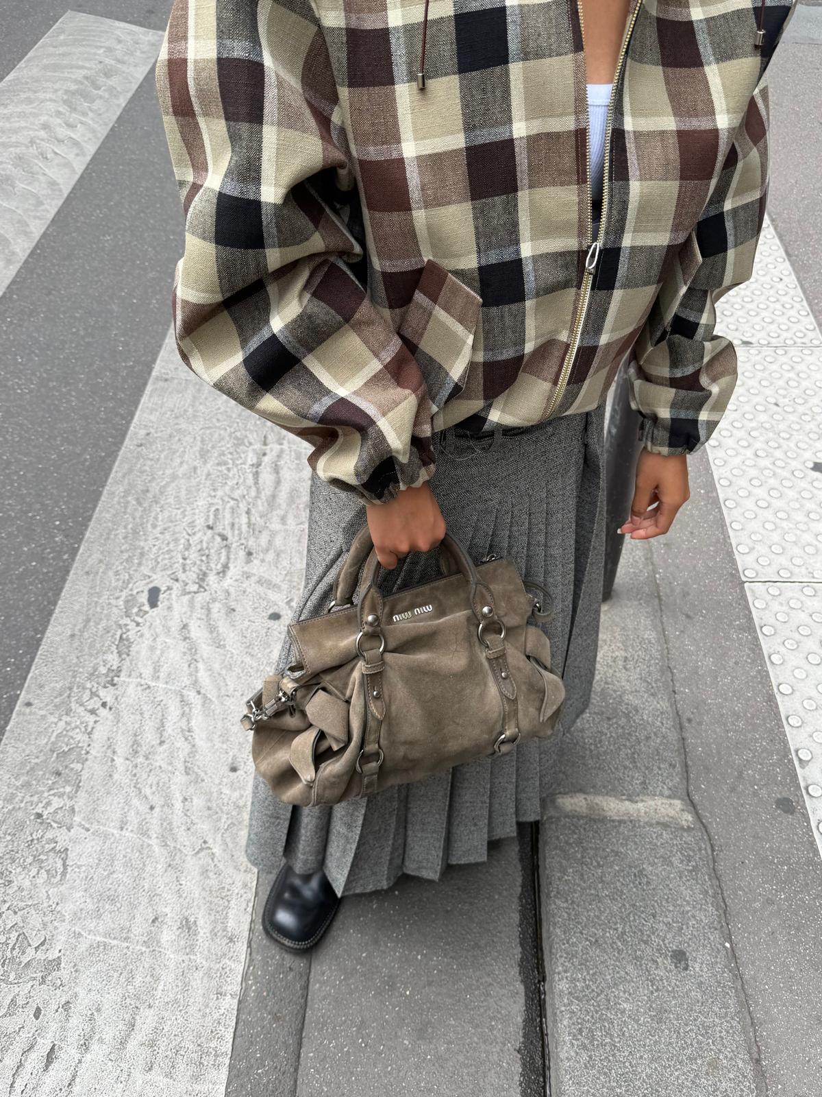 Isonme Hood Checked Adventure Jacket brown