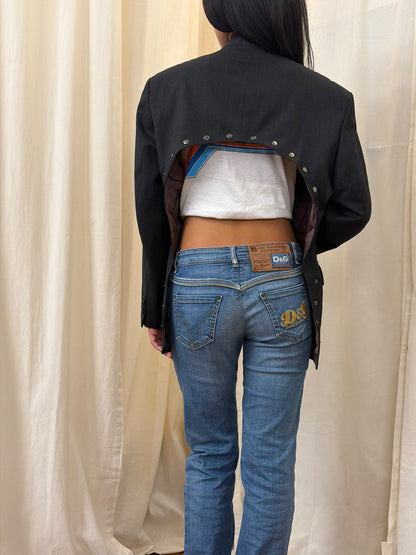 Isonme Emily Open Back Blazer dark grey