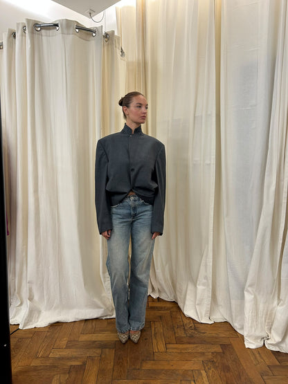 Isonme Emily Open Back Blazer light gray