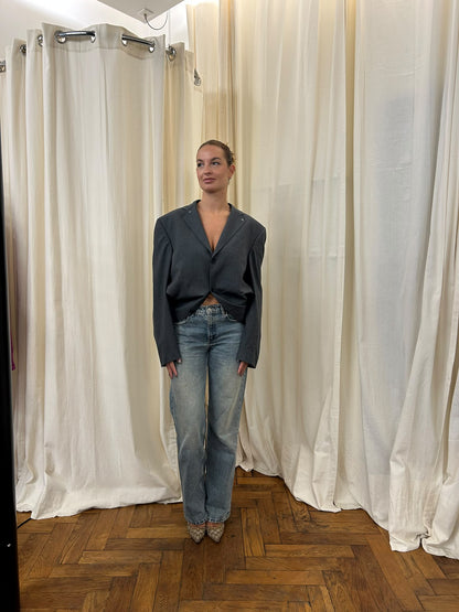 Isonme Emily Open Back Blazer light gray