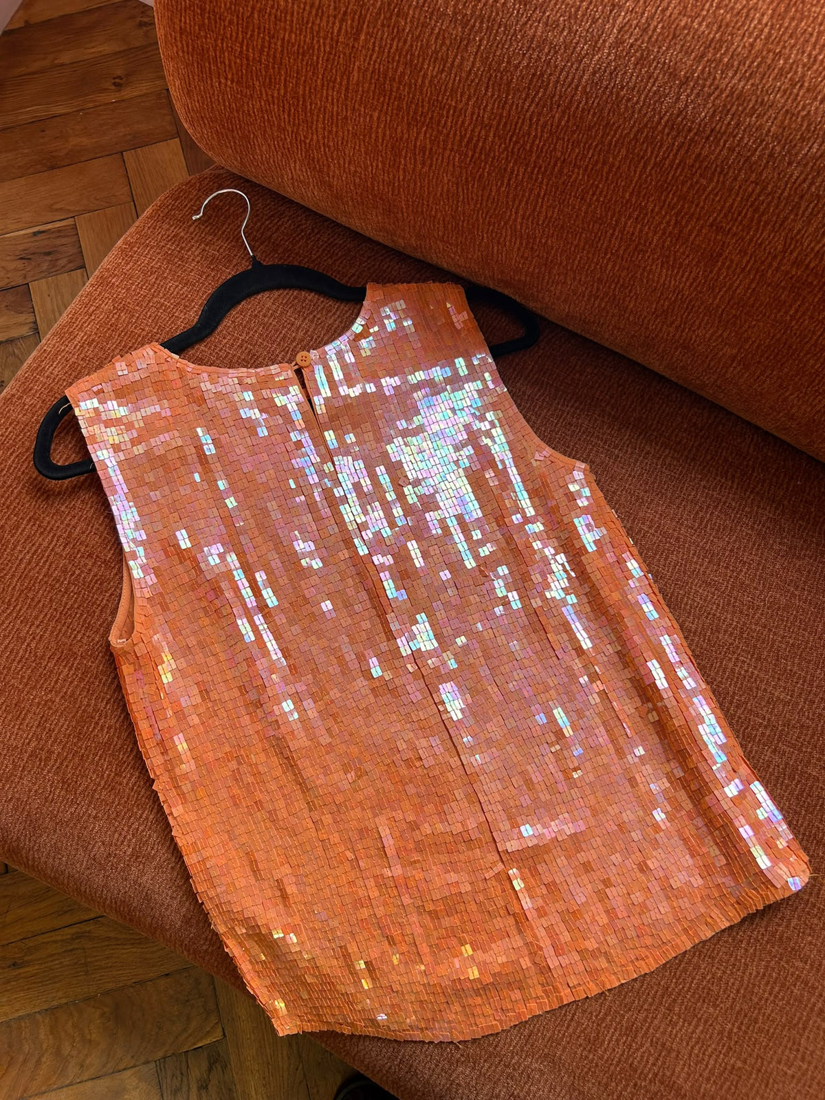 DKNY silk & glitter top orange