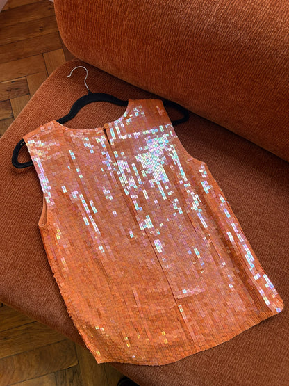 DKNY silk & glitter top orange