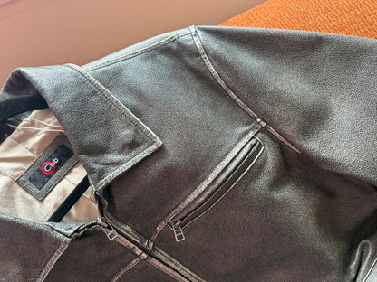 Vintage washed leather jacket grey