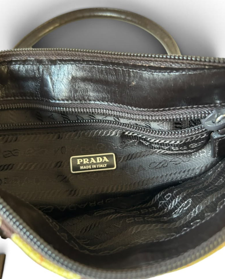 Prada bag yellow, black & brown