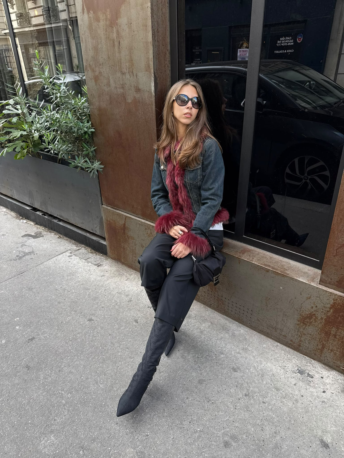Gucci pointed high boots monogram black