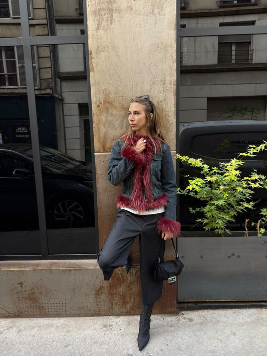 Miss Sixty jean and fur jacket jeans and burgundy