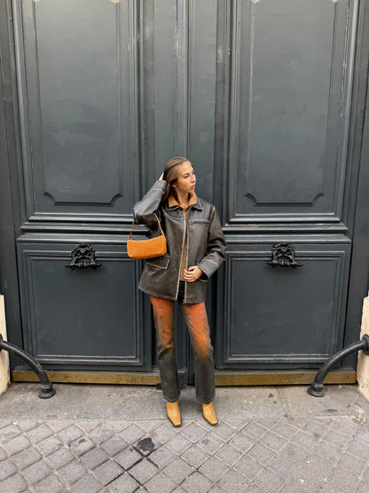 Céline C macadam shoulder bag orange
