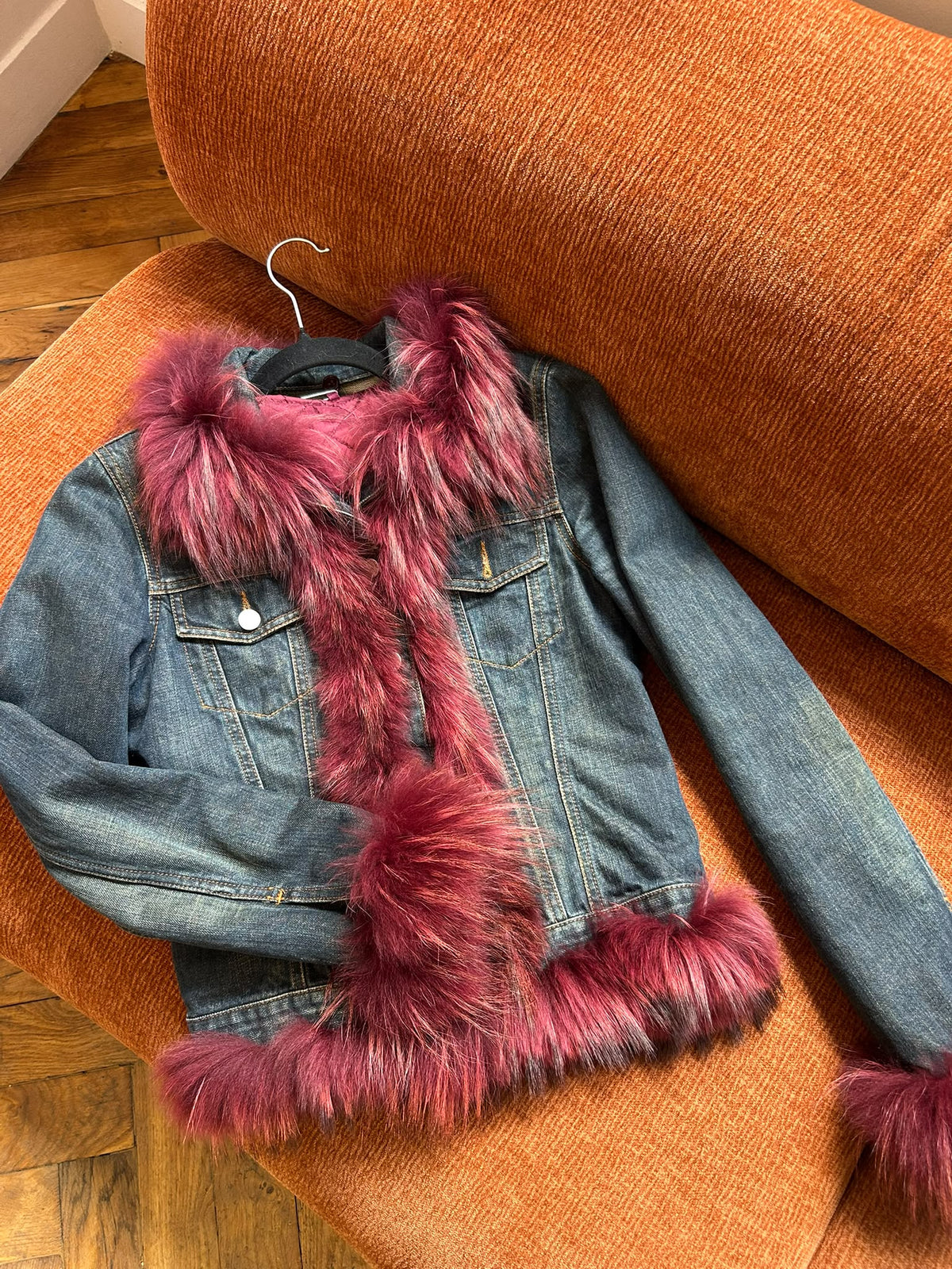 Miss Sixty jean and fur jacket jeans and burgundy