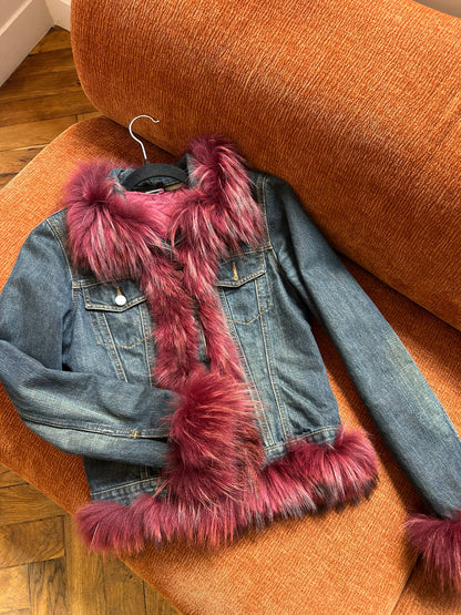 Miss Sixty jean and fur jacket jeans and burgundy