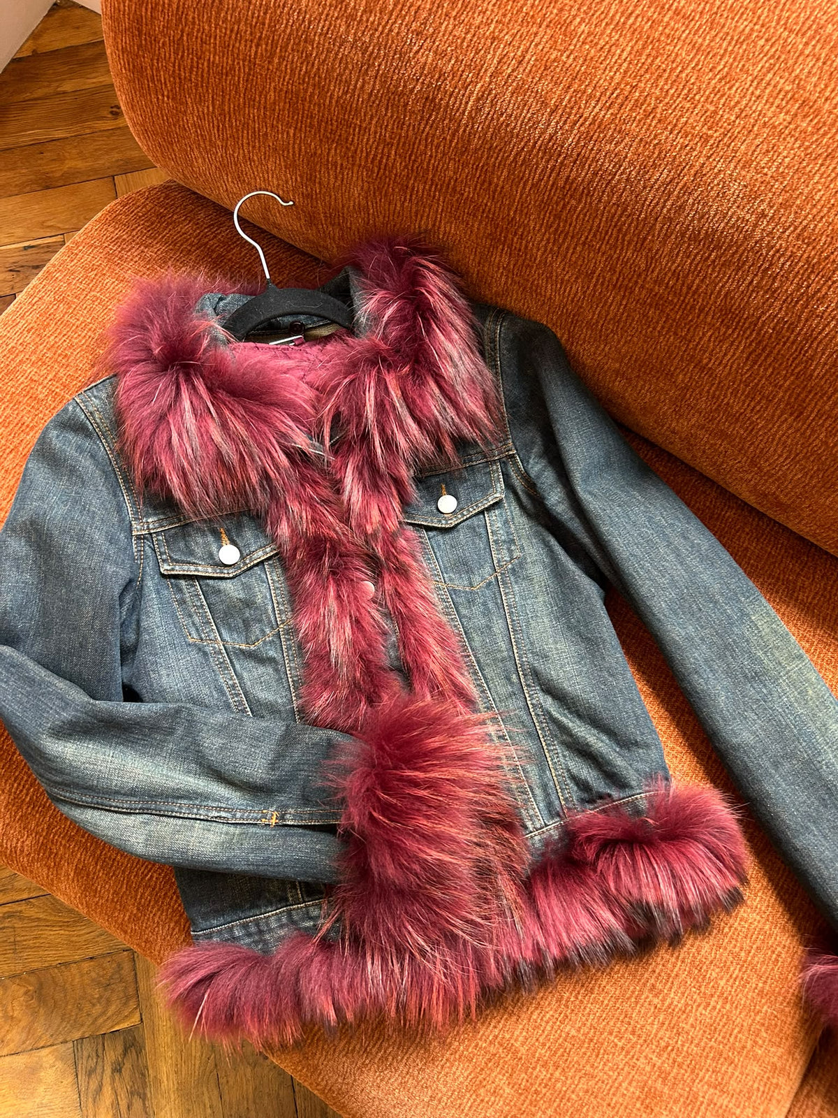 Miss Sixty jean and fur jacket jeans and burgundy