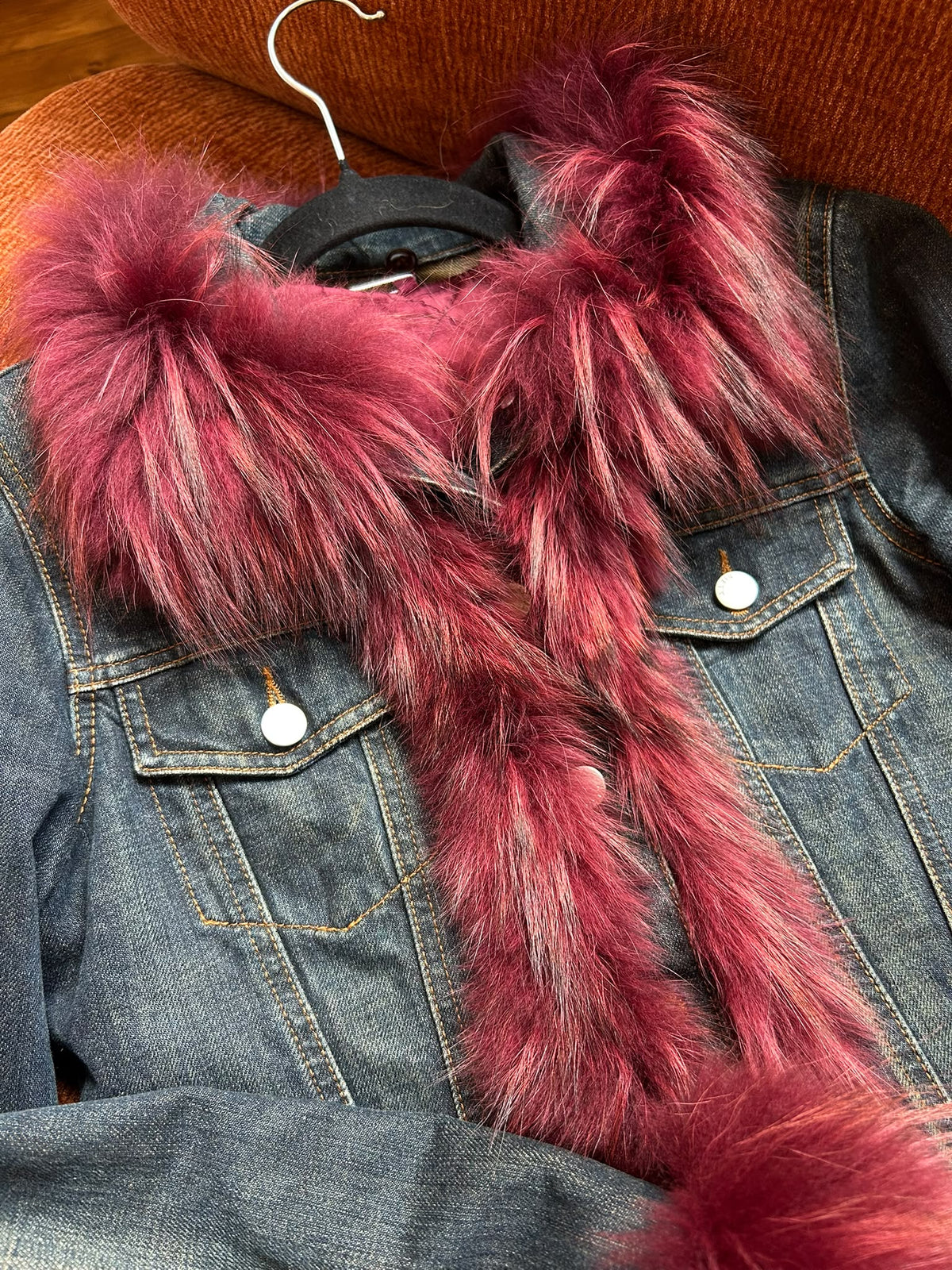 Miss Sixty jean and fur jacket jeans and burgundy