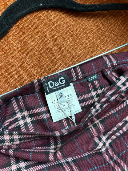D&G tartan skirt burgundy