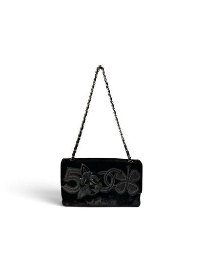 Chanel No.5 camellia pochette velvet black