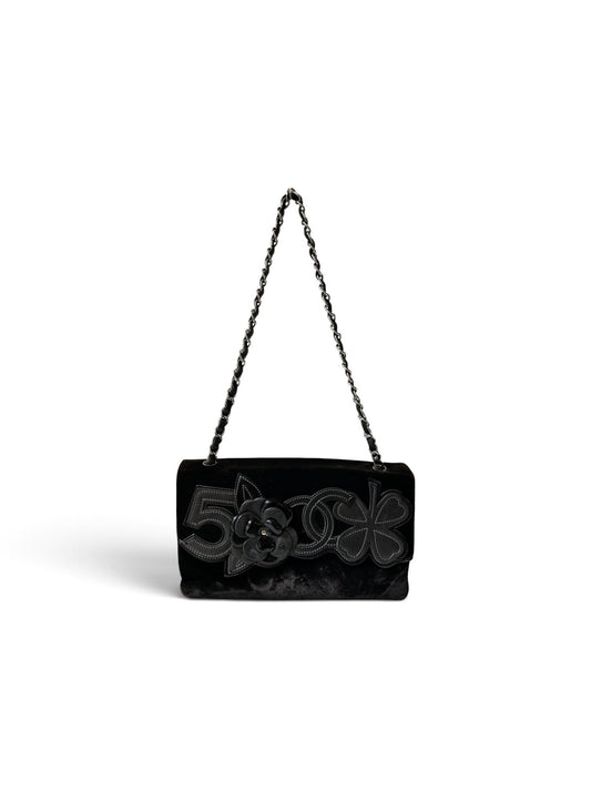 Chanel No.5 camellia pochette velvet black