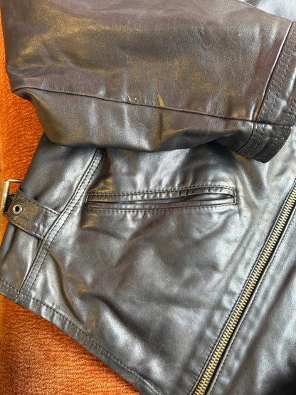 Vintage leather bomber black