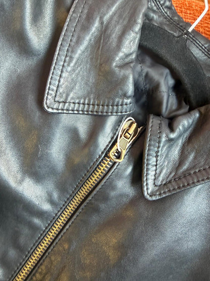 Vintage leather bomber black