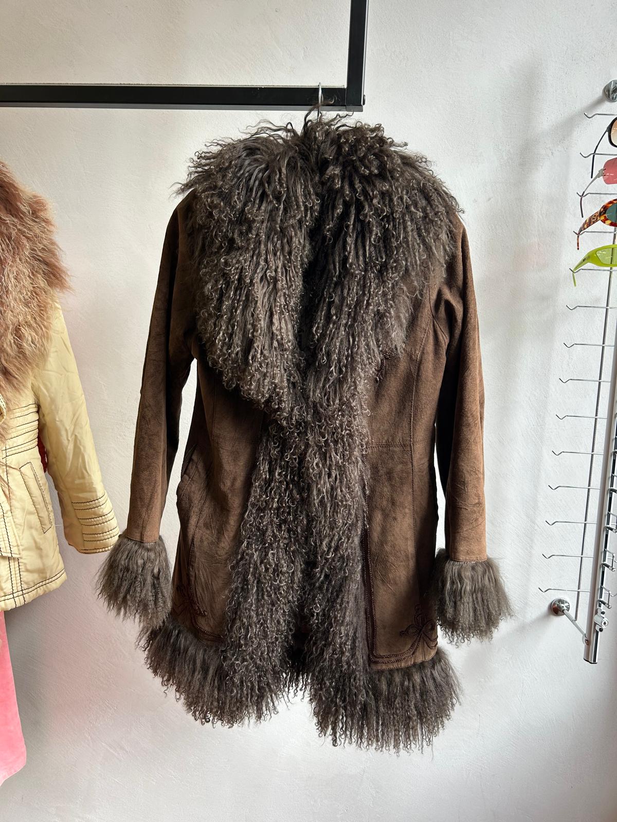 Vintage Mongolian fur coat brown