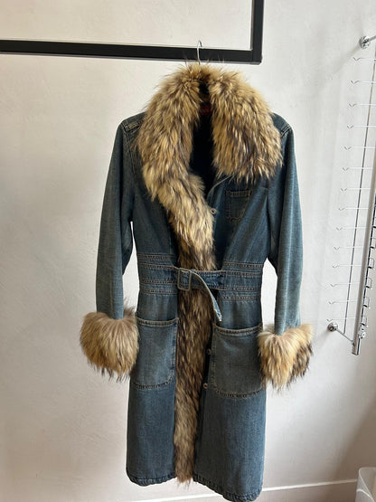 Replay jeans & fur collar coat