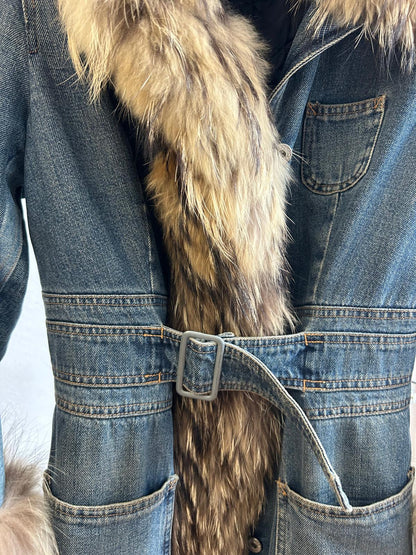 Replay jeans & fur collar coat