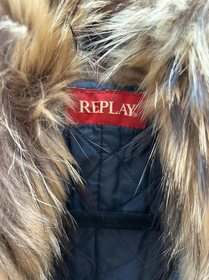 Replay jeans & fur collar coat