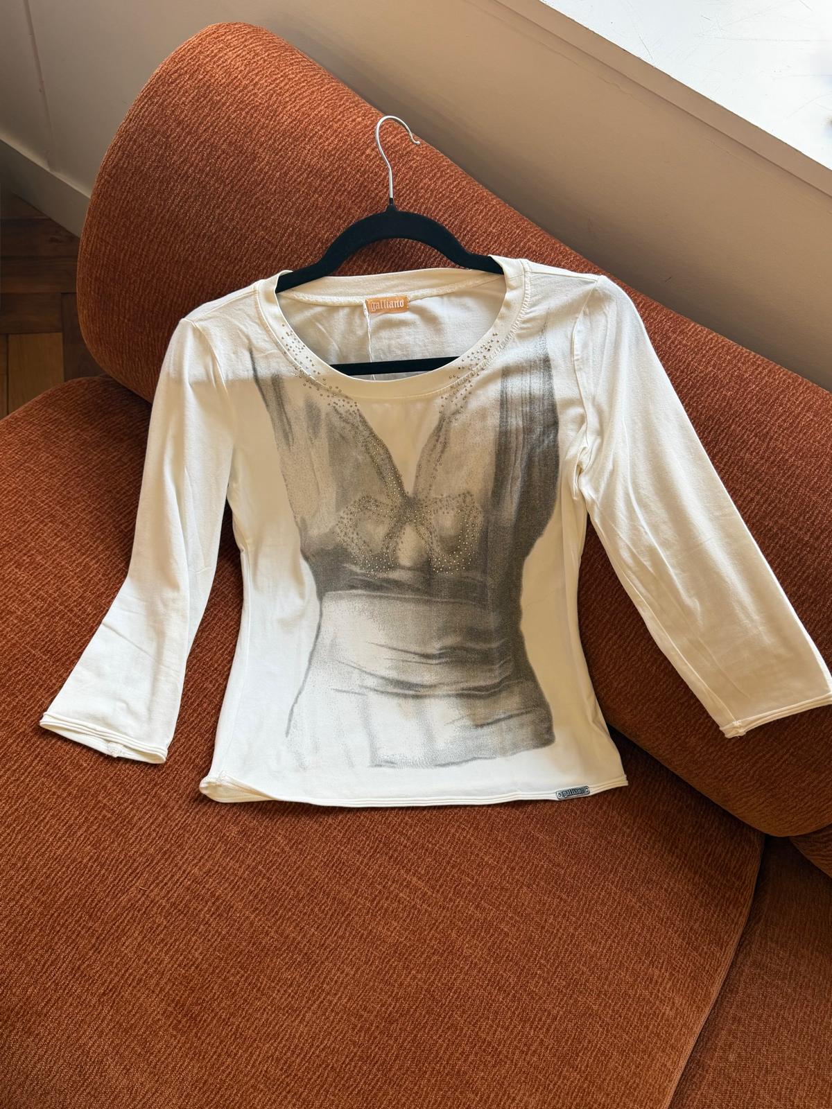 Galliano glitter longsleeve white