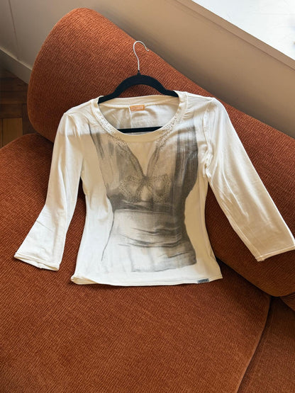 Galliano glitter longsleeve white