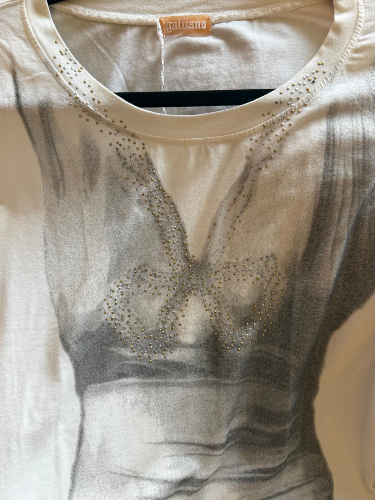 Galliano glitter longsleeve white