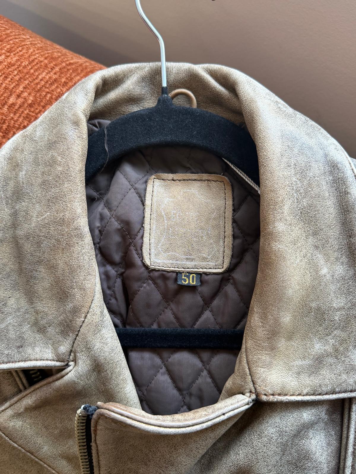 Vintage faded leather perfecto brown