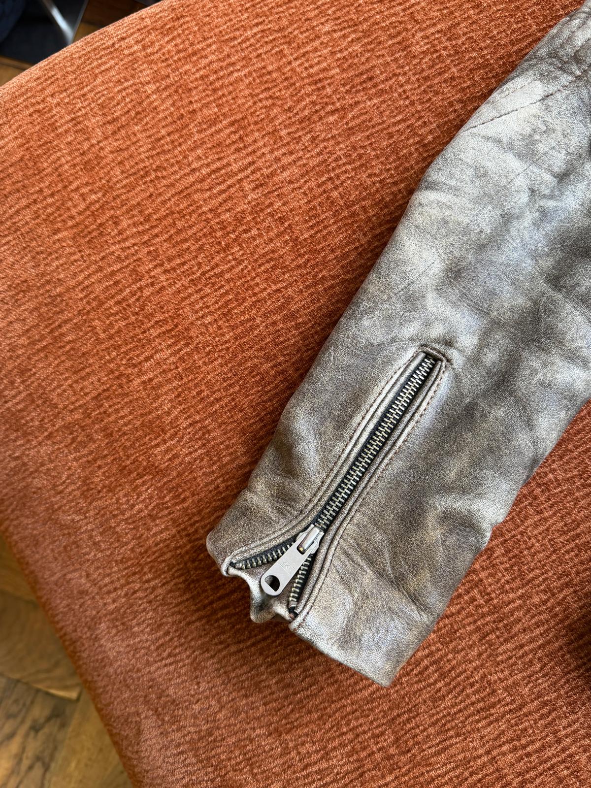 Vintage faded leather perfecto brown