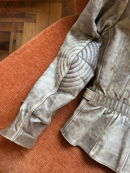 Vintage faded leather perfecto brown