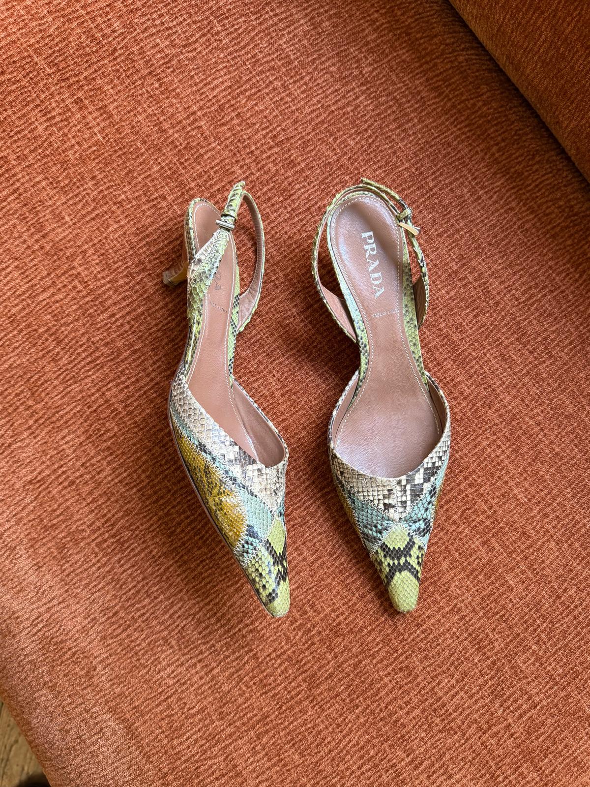 Prada slick back python green