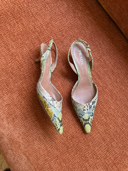 Prada slick back python green