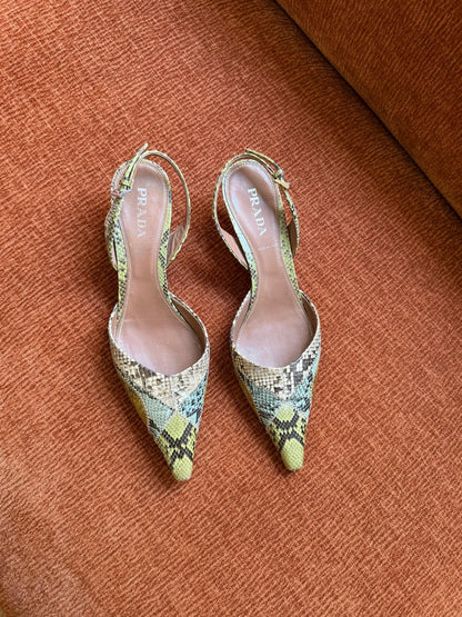Prada slick back python green