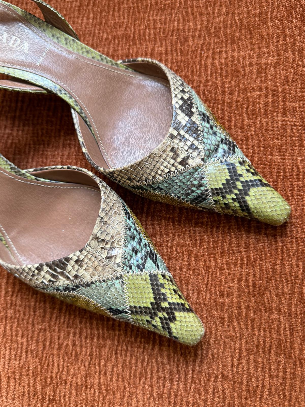 Prada slick back python green