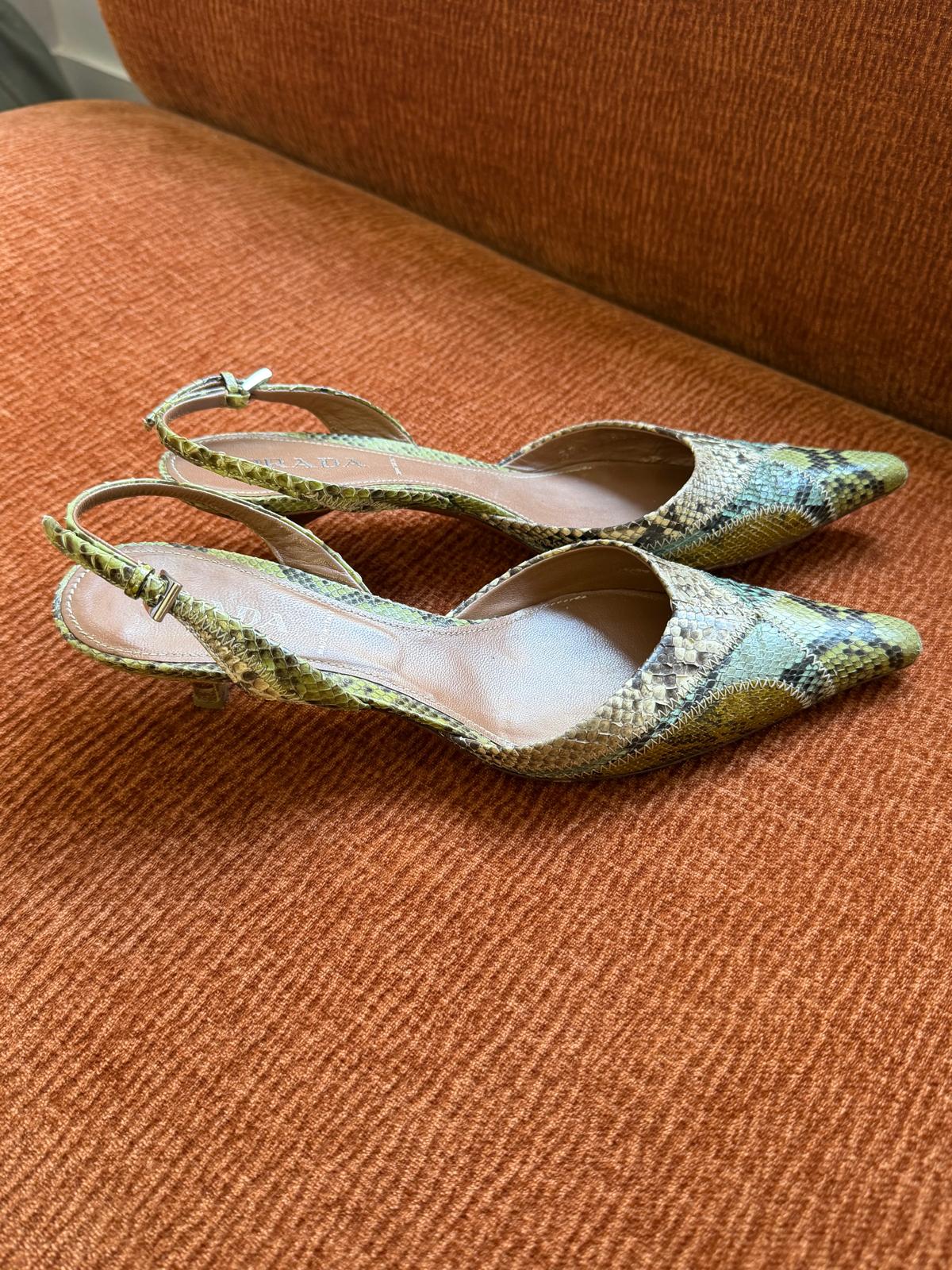 Prada slick back python green