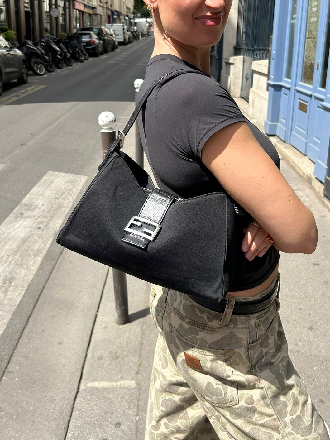 Fendi medium Zucca Baguette black