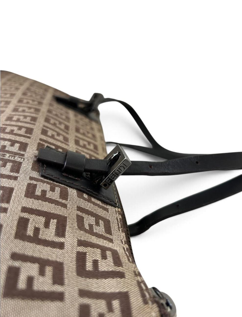 Fendi Zucchino Canvas Shoulder Bag monogram beige