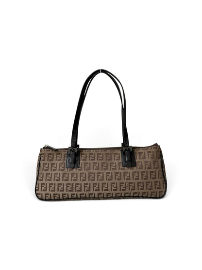 Fendi Zucchino Canvas Shoulder Bag monogram beige
